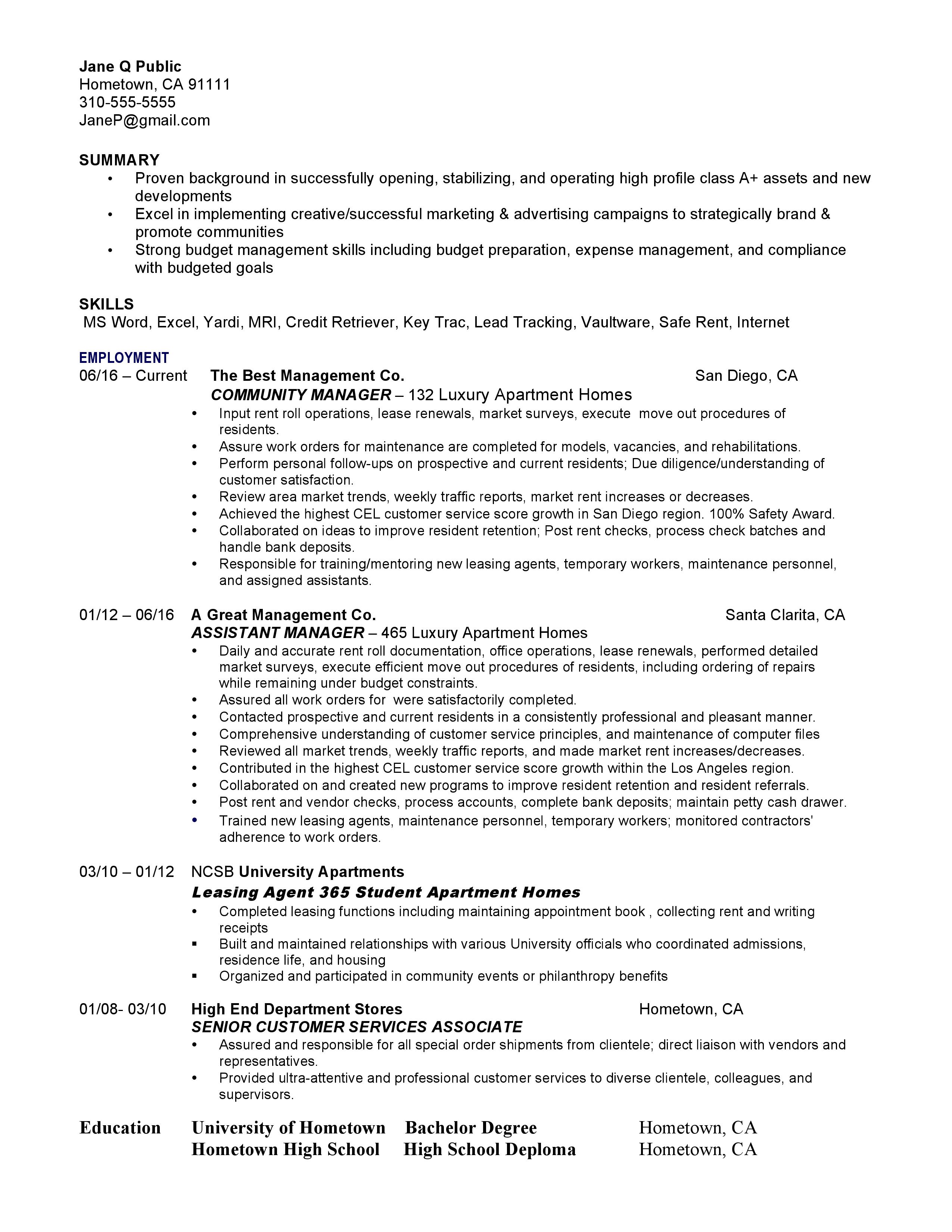 Sample Resume 